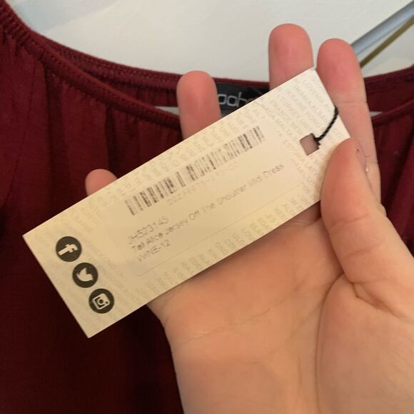 Tall Alice Jersey Basic Off The Shoulder Mini Dres - Picture 5 of 6